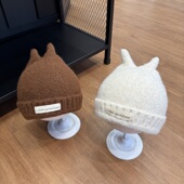 儿童针织毛线帽秋冬可爱触角洋气护耳帽男女童宝宝外出防风套头帽