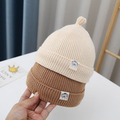 婴儿帽子3个月新生儿冬季 针织毛线帽初生宝宝冬天保暖奶嘴套头帽