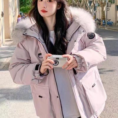 MM明摩短款羽绒服女款冬季2025新款韩版宽松90白鸭绒派克外套