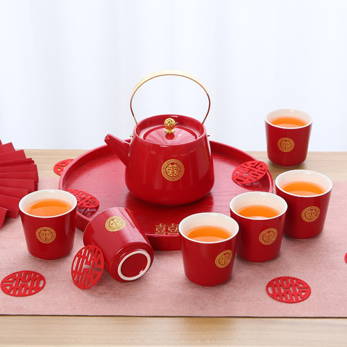 喜事瓷坊结婚敬茶杯托盘功夫茶具