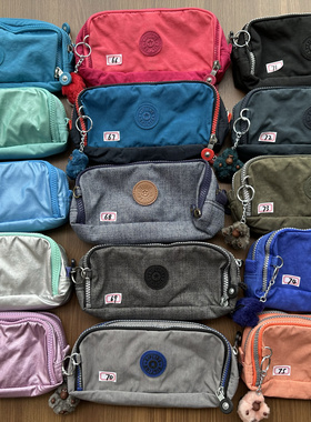 Kipling 90色猴子包多花色轻便休闲耐用三层拉链笔袋化妆包K13564