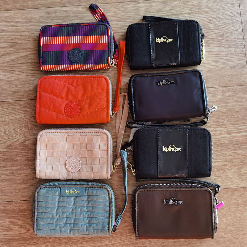 kipling ESSA腕带拉链女士短款钱包女 K12434/K12369纯色猴子包