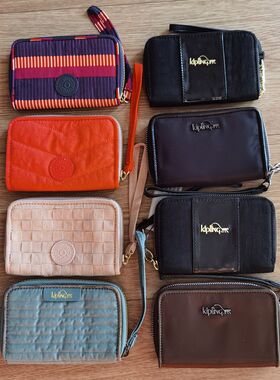 kipling  ESSA腕带拉链女士短款钱包女 K12434/K12369纯色猴子包