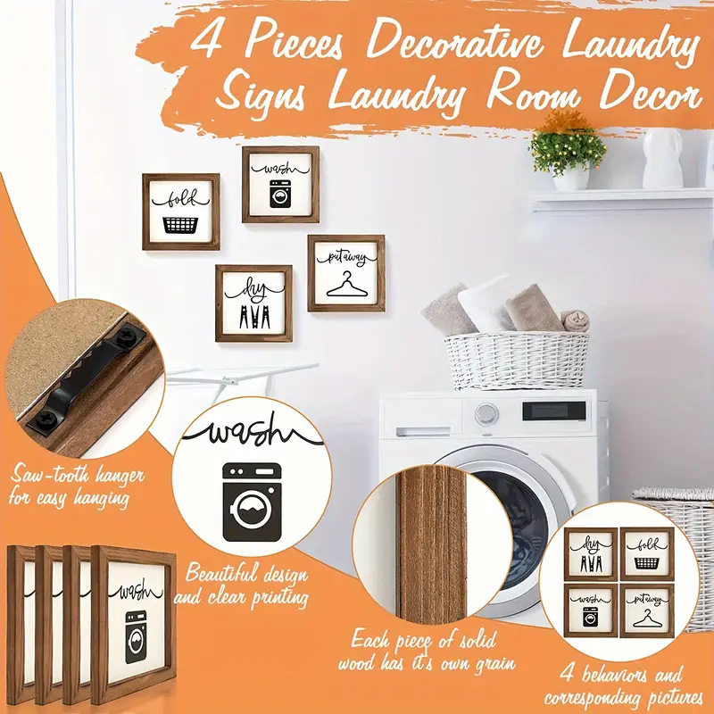 洗衣房标识牌跨境乡村风格农舍装饰挂墙木制标志农舍洗衣房墙装饰