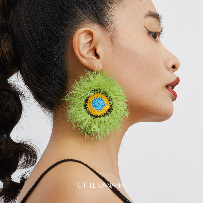 小黄香蕉手钩民族度假风耳饰小众复古音乐节绿色独特耳环毛绒耳夹,饰品/流行首饰/时尚饰品新,耳环,淘宝优惠券,粉丝福利购,淘宝优惠卷