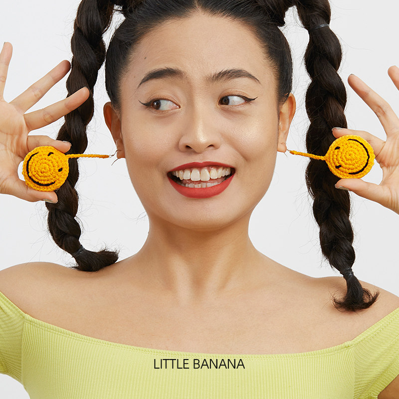 香蕉原创手工太阳花耳饰笑脸小众图片