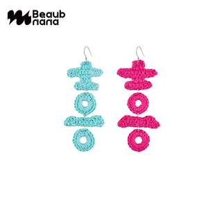 小黄香蕉手钩双喜耳环女小众夸张新中式 旗袍结婚新娘囍字国风耳饰