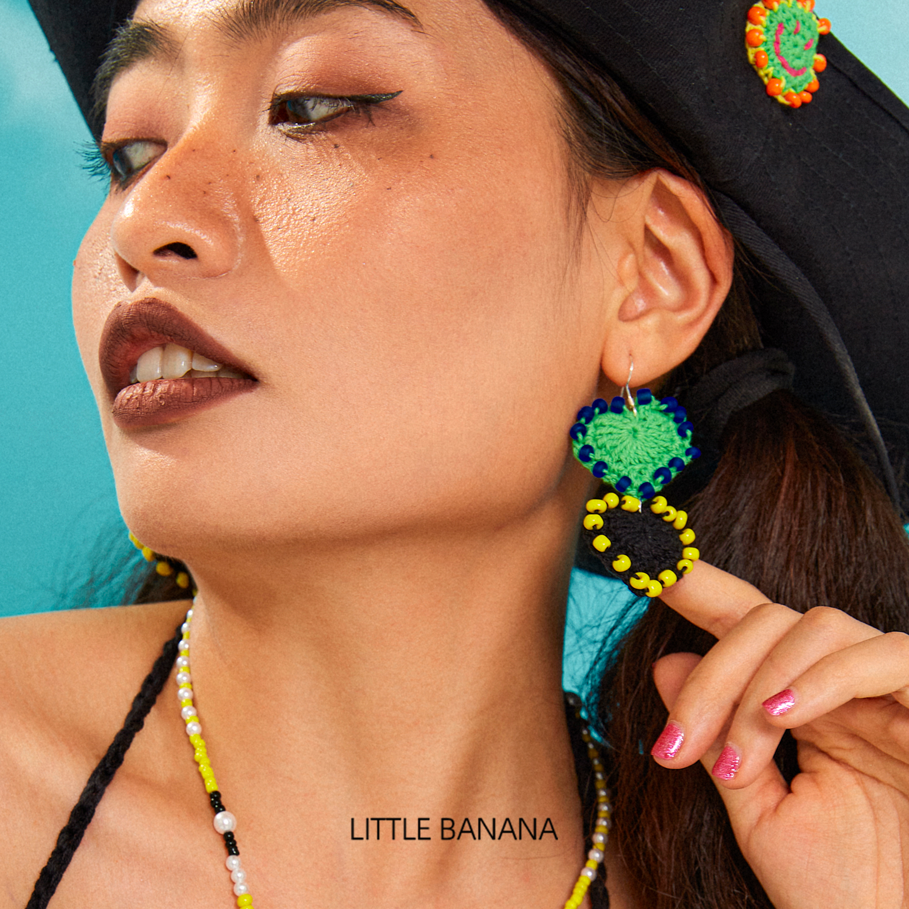 小黄香蕉手钩-爱心耳环