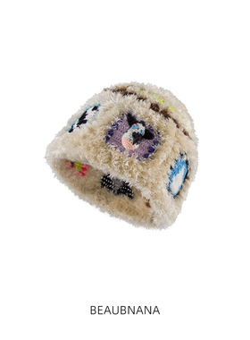 小黄香蕉手钩秋冬季新款可爱奶牛帽子女毛绒线针织帽原创手工冷帽