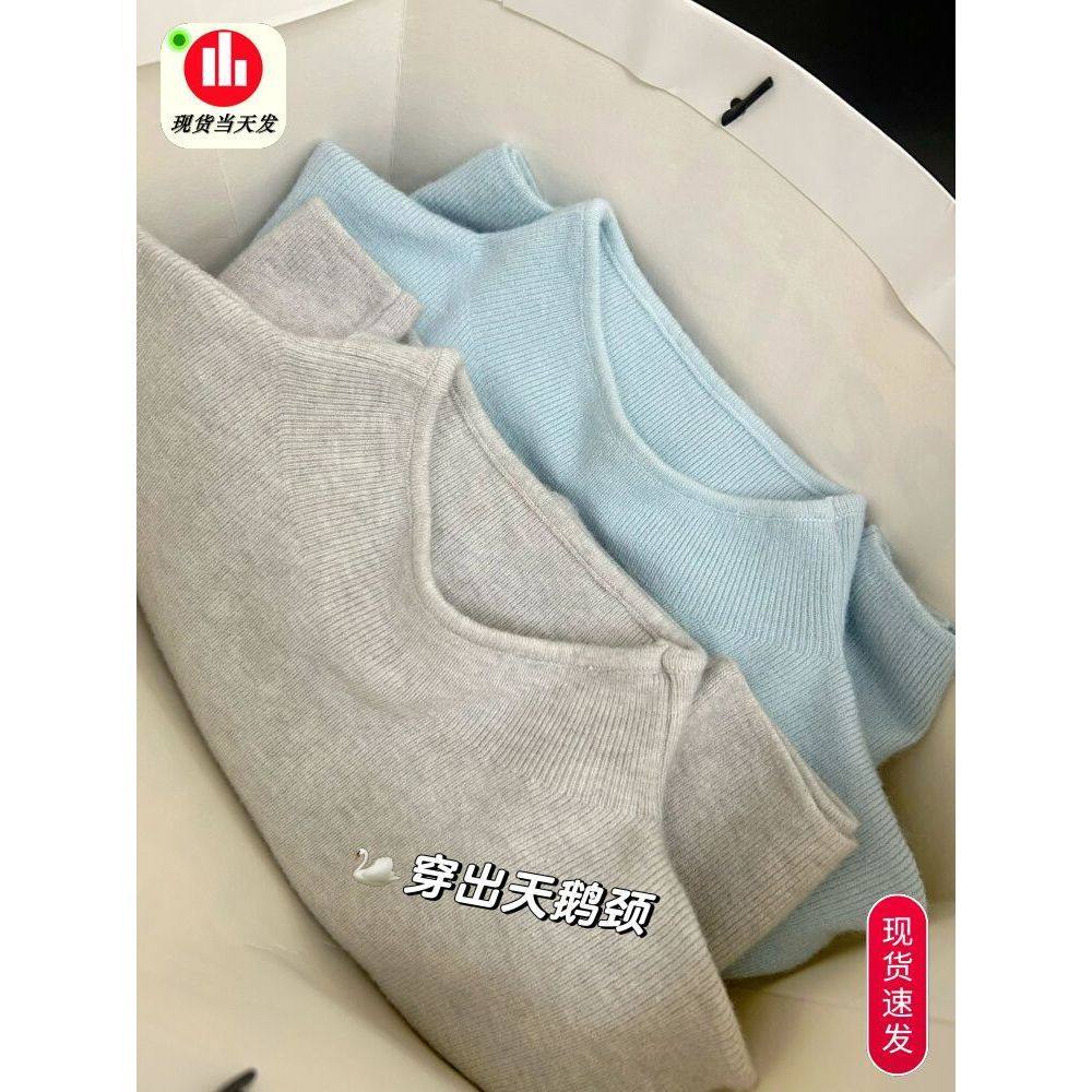 巨好看的冬装内搭半高领纯色毛衣女轻熟小众不撞款针织打底小上衣