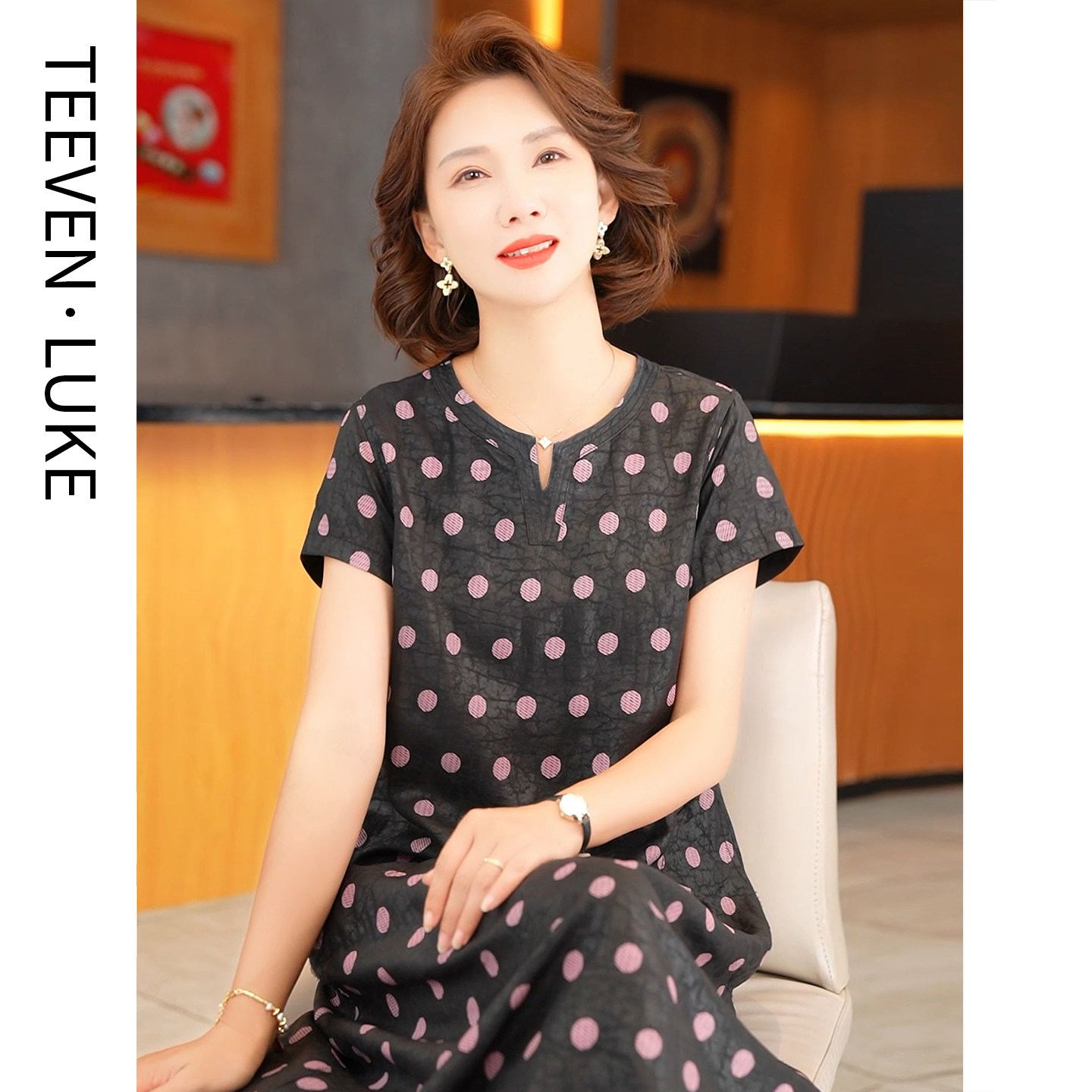 迪芬璐嘉真丝香云纱连衣裙女