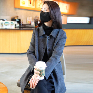 2025年春季新款韩版休闲小个子毛呢外套女中年宽松羊毛双面呢大衣