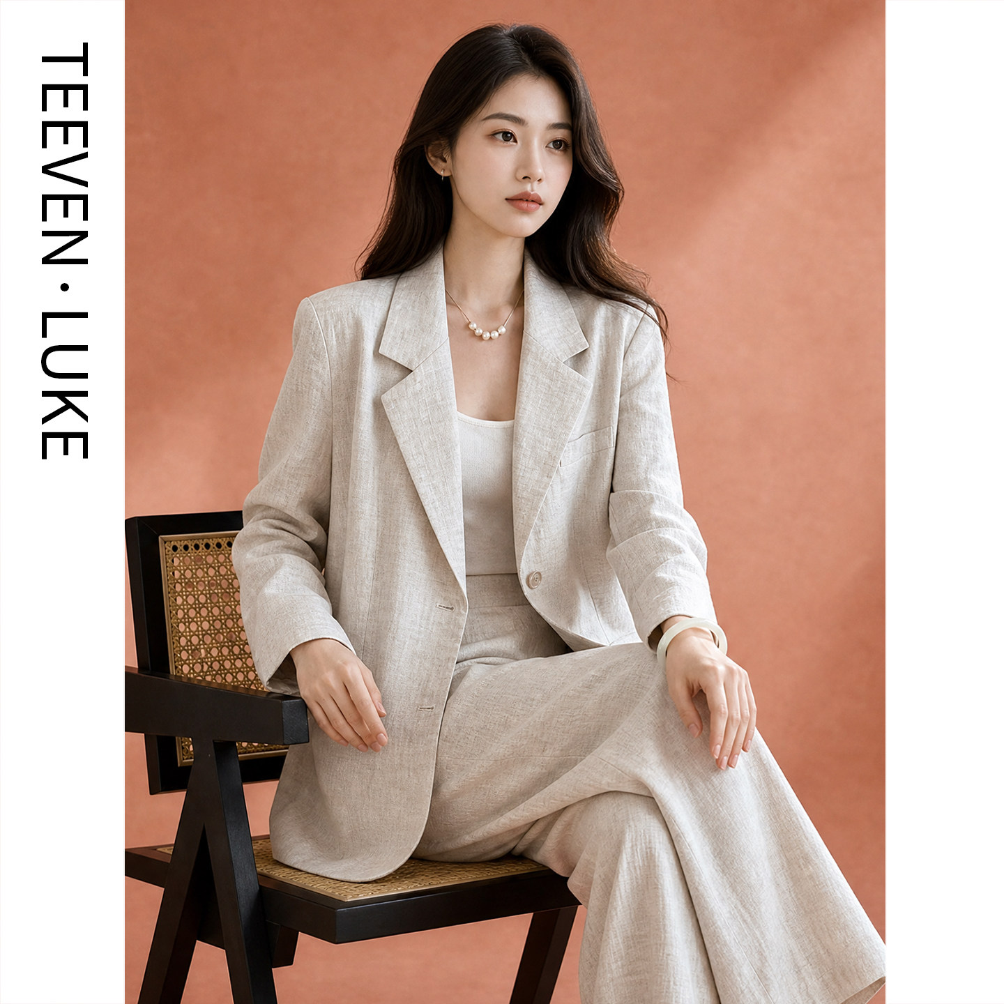 迪芬璐嘉亚麻西装套装女