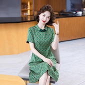 2024新款 真丝连衣裙女夏季 小个子气质显瘦中老年印花桑蚕丝裙子女