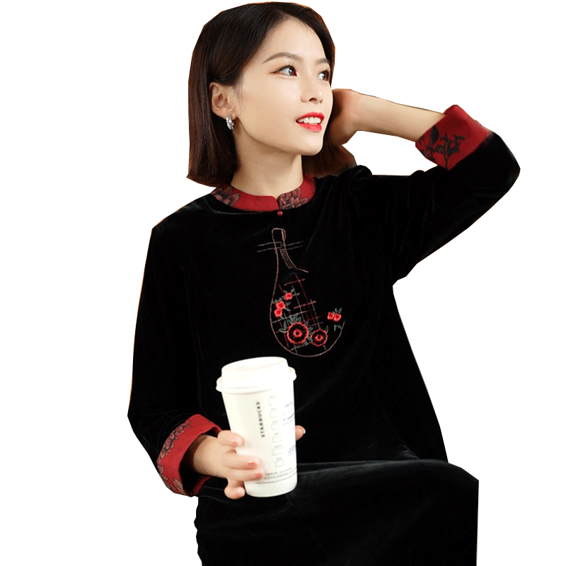 迪芬璐嘉时尚气质真丝绒连衣裙女