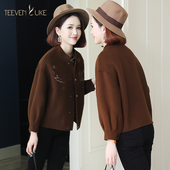 小个子大衣高端双面呢羊毛短款 2020年新毛呢外套女秋冬季 时尚 上衣