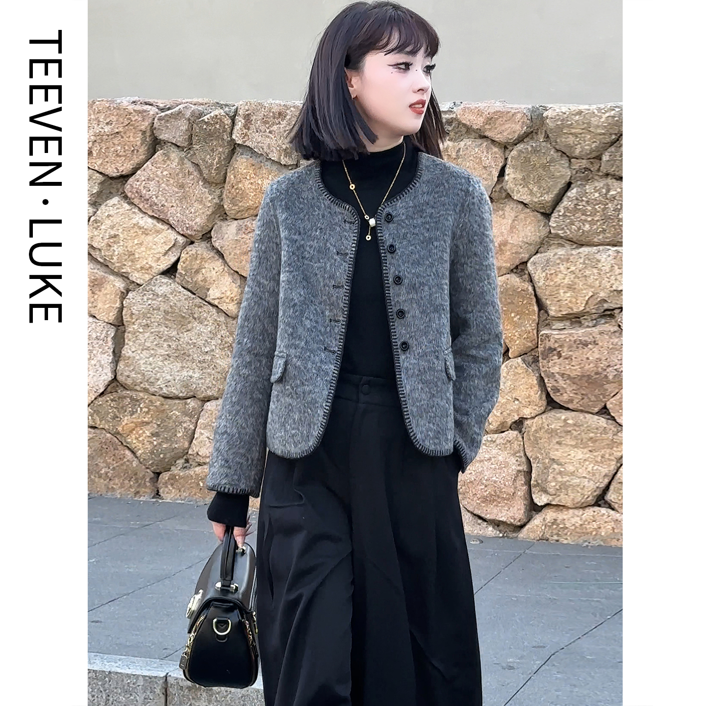 迪芬璐嘉双面呢羊毛大衣气质