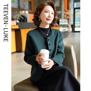 2025秋冬新款中年妈妈双面羊毛大衣韩版气质显高小个子毛呢外套女