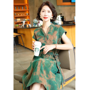 2025夏季 杭州絲綢媽媽桑蠶絲復(fù)古高端連衣裙女真絲香云紗裙子 新款