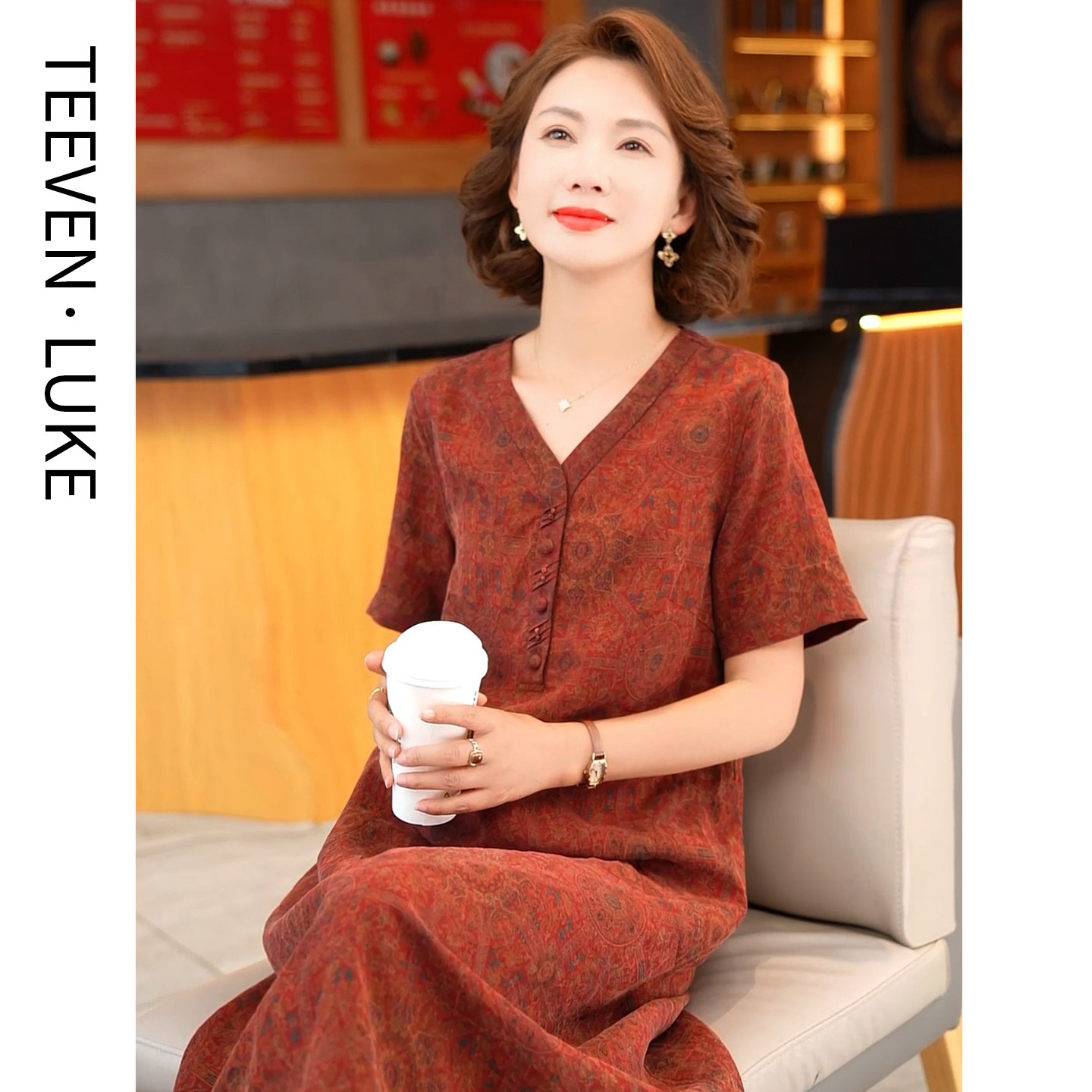 迪芬璐嘉真丝香云纱连衣裙女