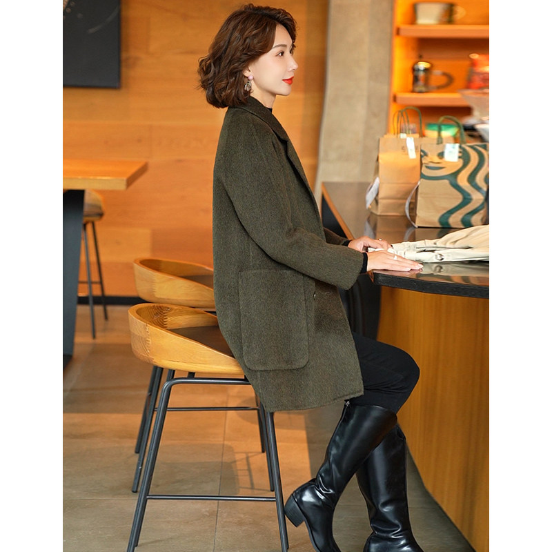 毛呢外套女2024年秋冬新款双面呢羊毛大衣韩版休闲小个子宽松西装