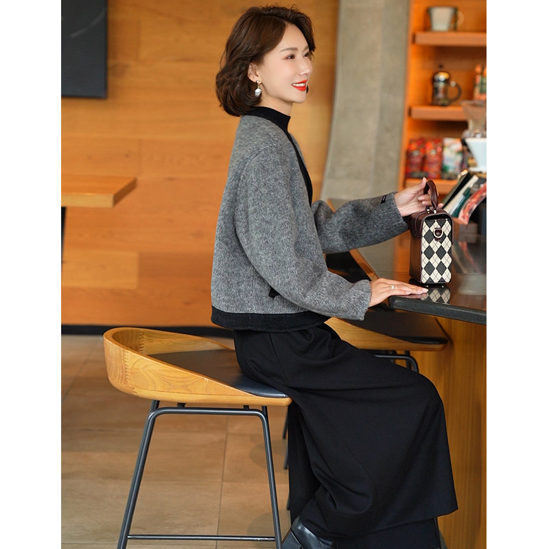 双面呢羊毛大衣韩版小个子休闲毛呢外套2024秋冬新款洋气妈妈短款,女装/女士精品,毛呢外套,淘宝优惠券,粉丝福利购,淘宝优惠卷