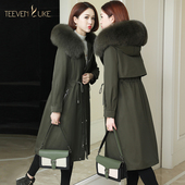 新款 海宁皮草女大衣冬韩版 可拆卸内胆中长款 派克服时尚 冬款 狐狸毛