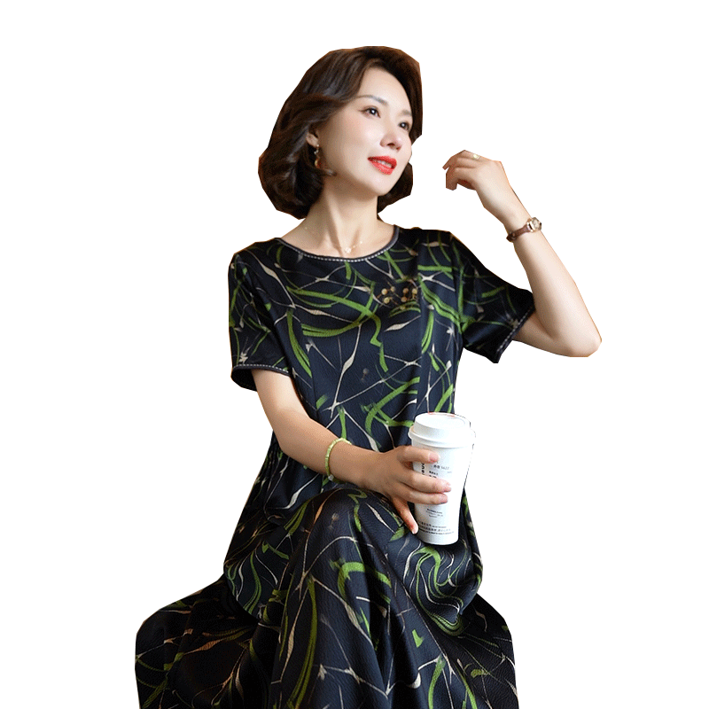 迪芬璐嘉气质优雅真丝连衣裙女