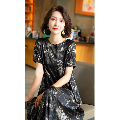 迪芬·璐嘉气质优雅真丝连衣裙女
