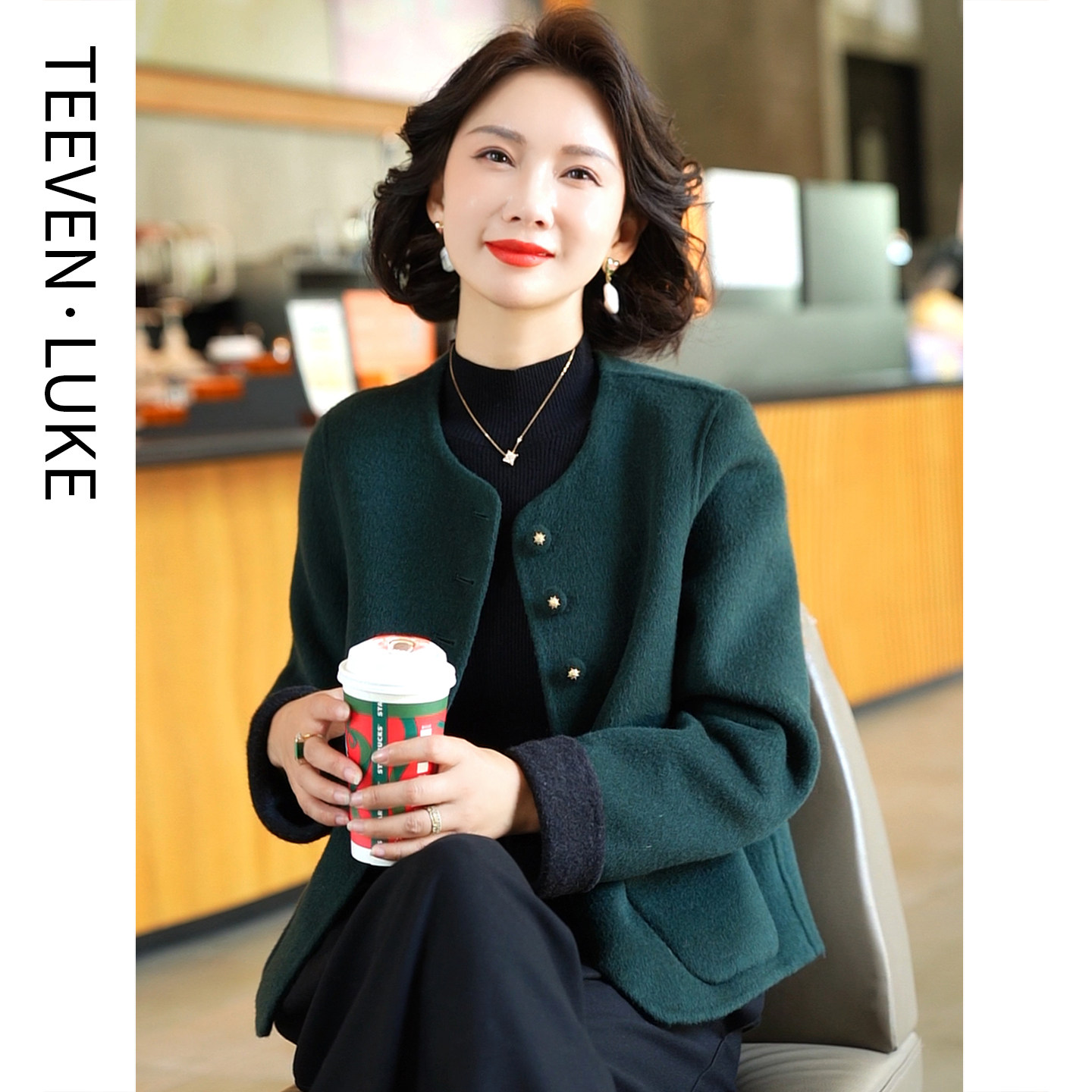 2025新款小香风秋冬高端双面呢大衣女小个子季韩版小西服羊毛外套,女装/女士精品,毛呢外套,淘宝优惠券,粉丝福利购,淘宝优惠卷