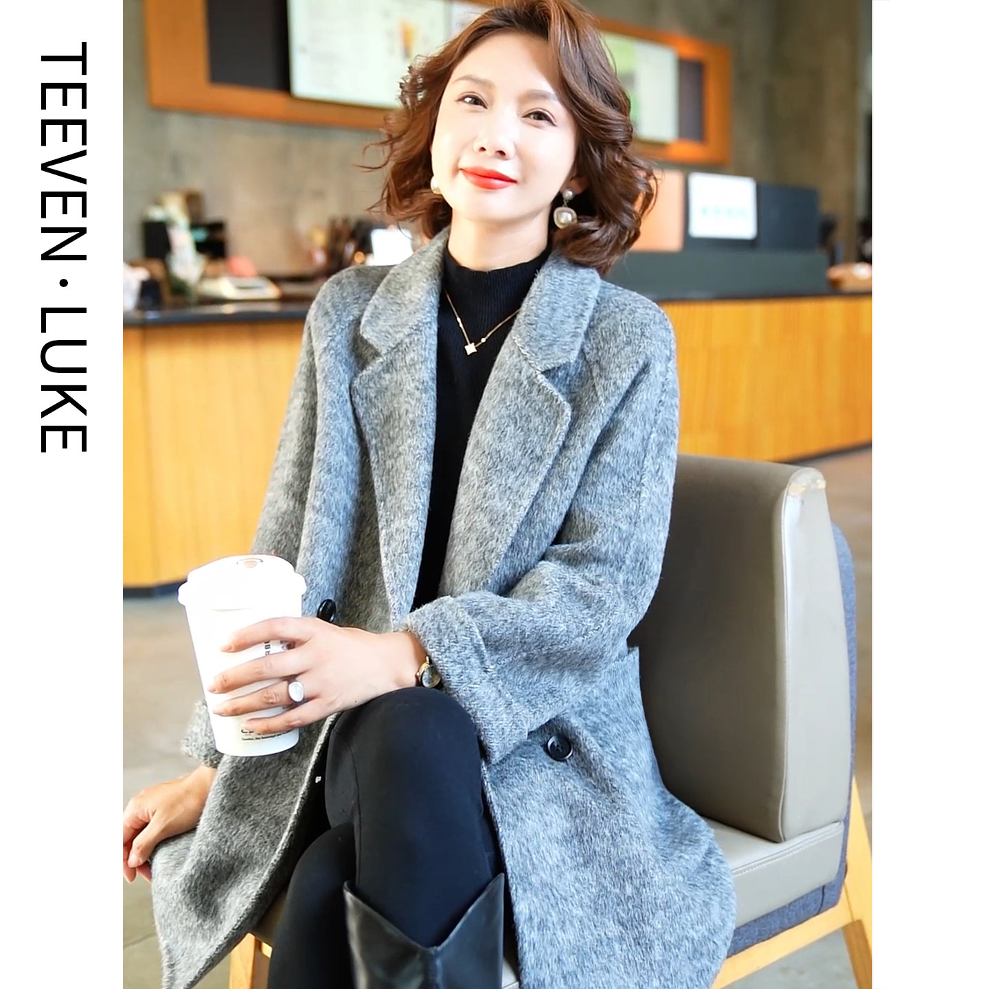 韩版休闲双面呢羊毛大衣