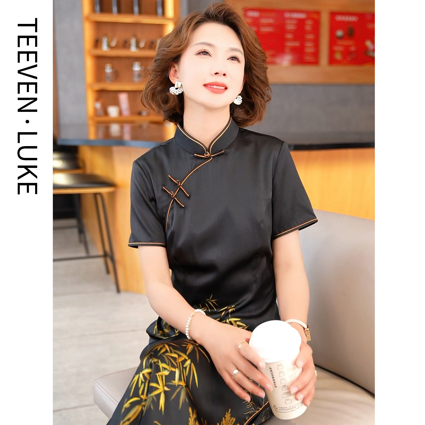 迪芬璐嘉真丝蚕桑丝绸旗袍连衣裙