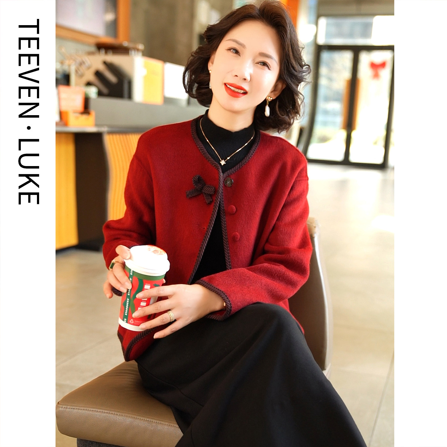 双面呢羊毛大衣女2025年秋冬新款时尚短款中年妈妈气质毛呢外套,女装/女士精品,毛呢外套,淘宝优惠券,粉丝福利购,淘宝优惠卷