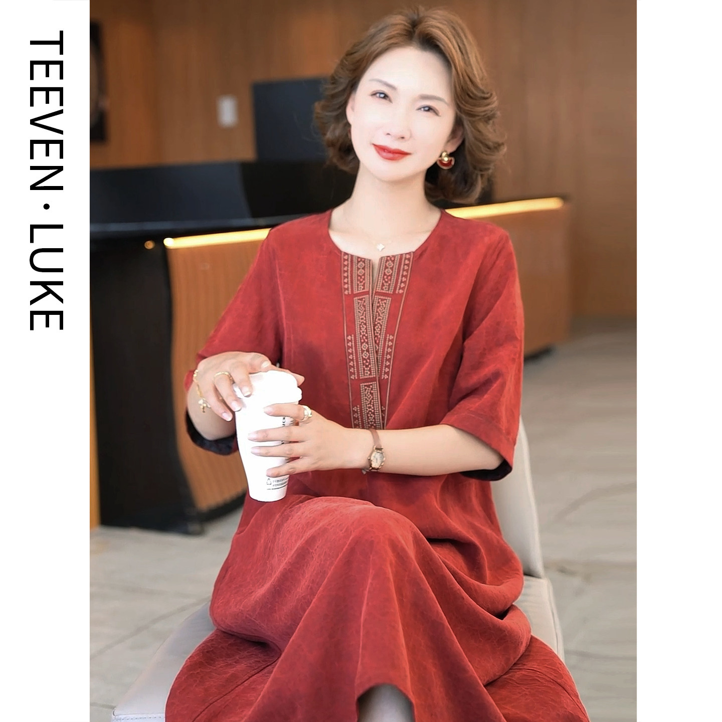 迪芬璐嘉杭州真丝香云纱连衣裙