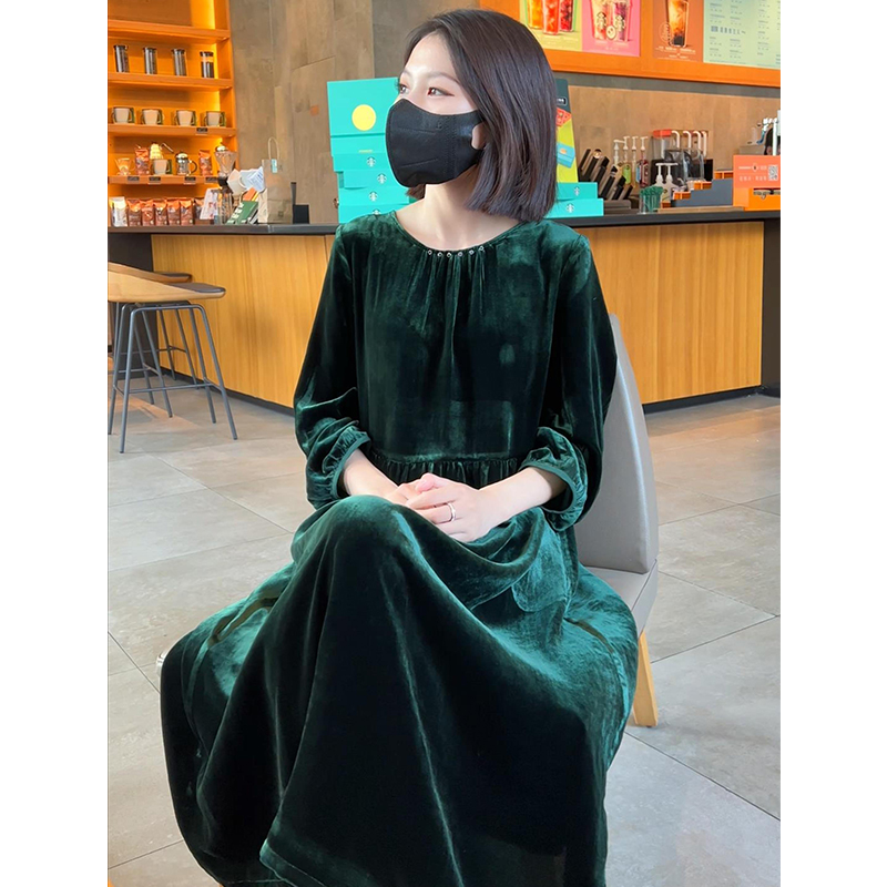 迪芬璐嘉通勤桑蚕丝气质丝绒裙女