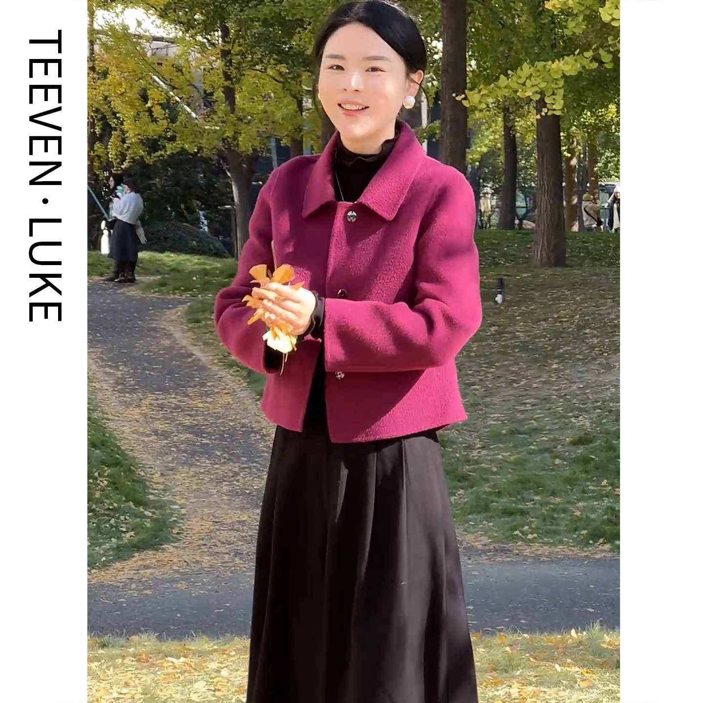 2025秋冬玫红妈妈短款双面呢大衣女显瘦韩版外套羊毛呢气质小个子,女装/女士精品,毛呢外套,淘宝优惠券,粉丝福利购,淘宝优惠卷