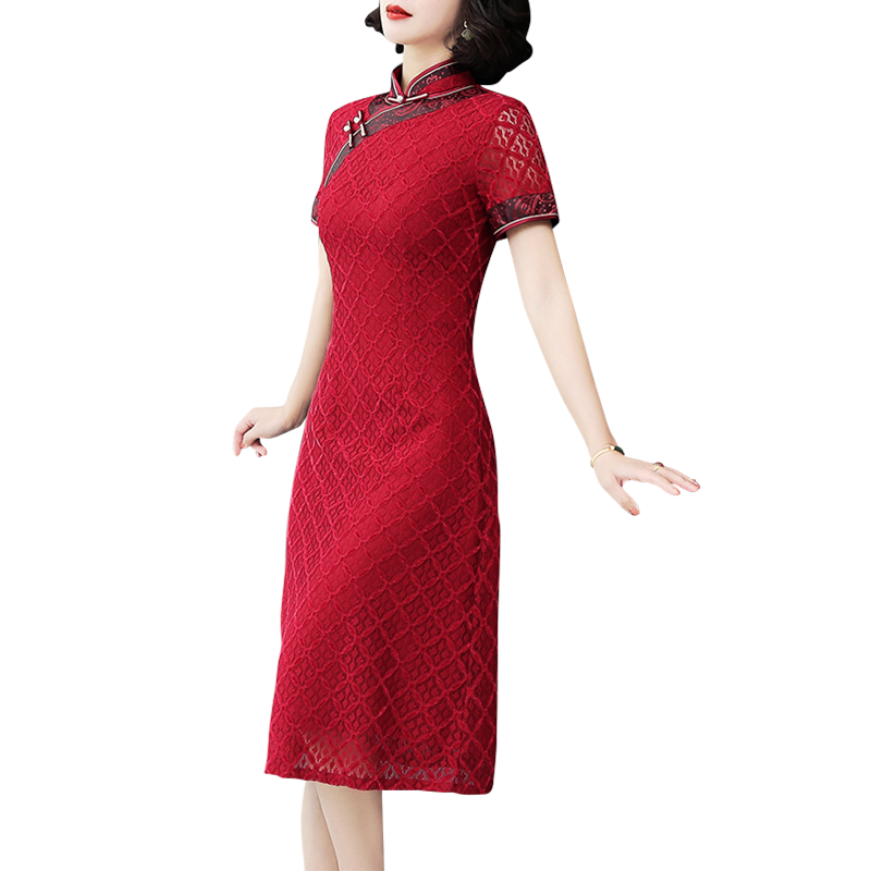 迪芬璐嘉喜婆婆婚宴蕾丝改良旗袍