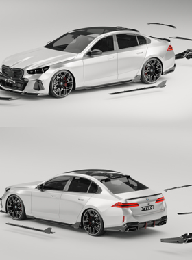 VTEN适用于宝马新5系包围G68/G60前唇侧裙后唇尾翼风刀大方口顶翼