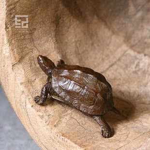一纪手工金钱铜乌龟茶宠创意复古小摆件可养精品茶玩禅意茶道配件