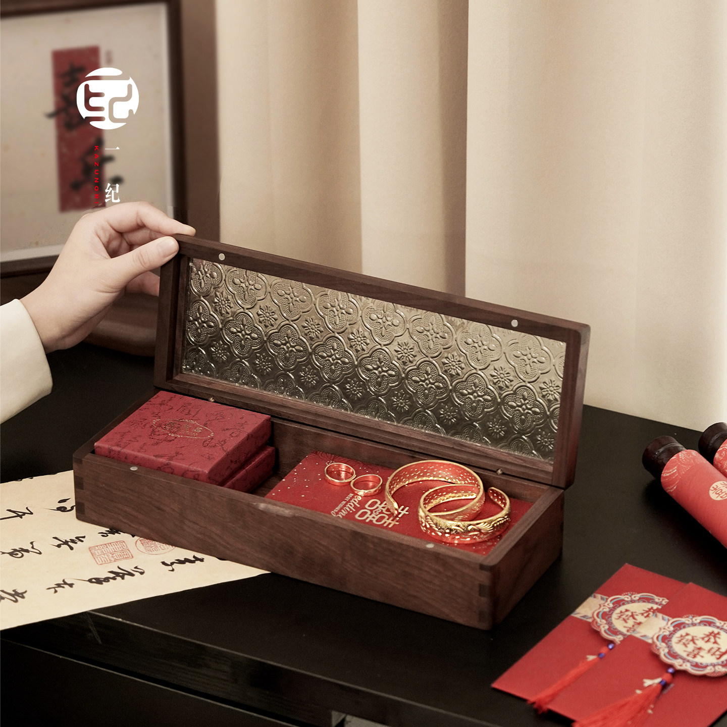 一纪婚礼摆台超窄长条收纳盒实木首饰展示盒木质订婚礼品陈列礼盒,家居饰品,摆件礼盒/套组,淘宝优惠券,粉丝福利购,淘宝优惠卷