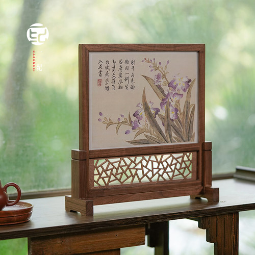 中式氛围感桌面屏风挡板