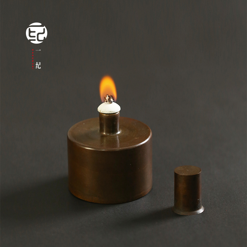日式手工复古铜酒精灯煮茶温茶器茶道加热保温煮酒用具功夫茶配件