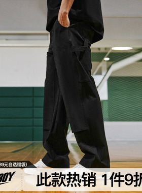 FLYBOY 25春夏 复古阔腿伐木裤凉感梭织休闲抽绳工装百搭cleanfit