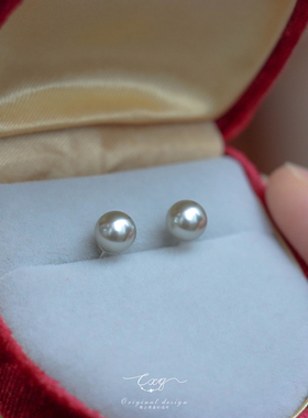 真多麻平替~灰色珍珠耳钉耳饰气质高级大气 蚊香盘耳夹无耳洞女