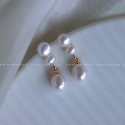 天然淡水珍珠耳环高级感 独特漂亮耳饰复古 蚊香盘耳夹女无耳洞