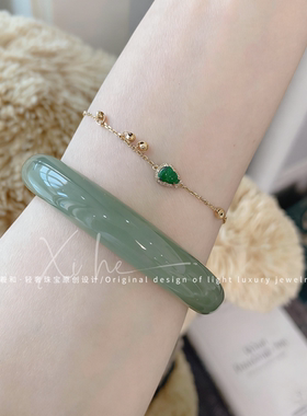 纯天然玉手镯女士年轻款冰种晴水湖水绿和田玉平替新疆东陵玉镯子