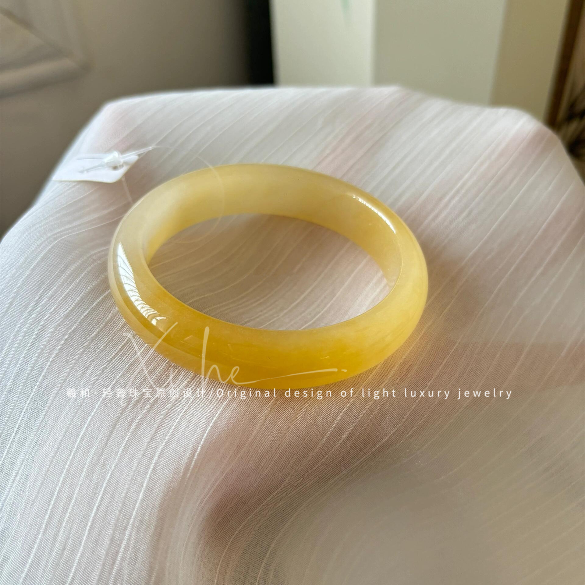 纯天然黄龙玉手镯女款冰种玉镯女年轻款黄翡翠平替黄色玉石玉镯子