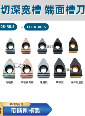FD08R0.6 FD10R0.6单头大切深宽槽端面槽刀片TGUN080 TGUN100