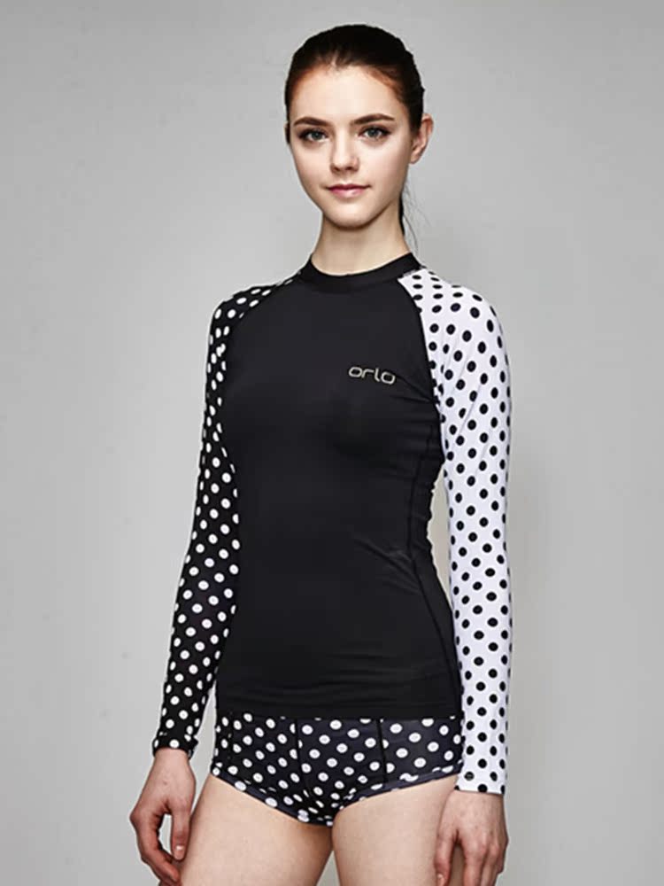 Korea ORLO wetsuit beach bathing suit long sleeve two-piece women's sunscreen surfing suit wave point jellyfish top women