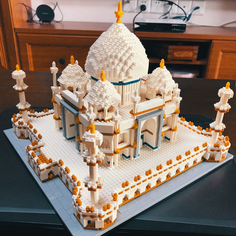 中国积木城堡泰姬陵模型大人成年高难度拼装玩具小颗粒3d拼图男孩